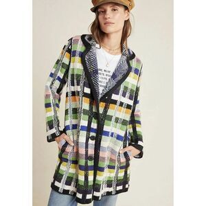 Aldomartins Womens Chunky Oversized Coat Sz XL Plaid Colorful Oversized Wool